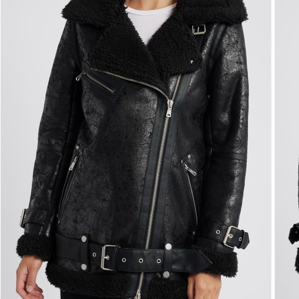 Avec Les Filles Black Bomber Jacket with Fitted Silhouette